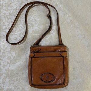 Fossil Vintage Maddox Tan Leather Small Crossbody Bag